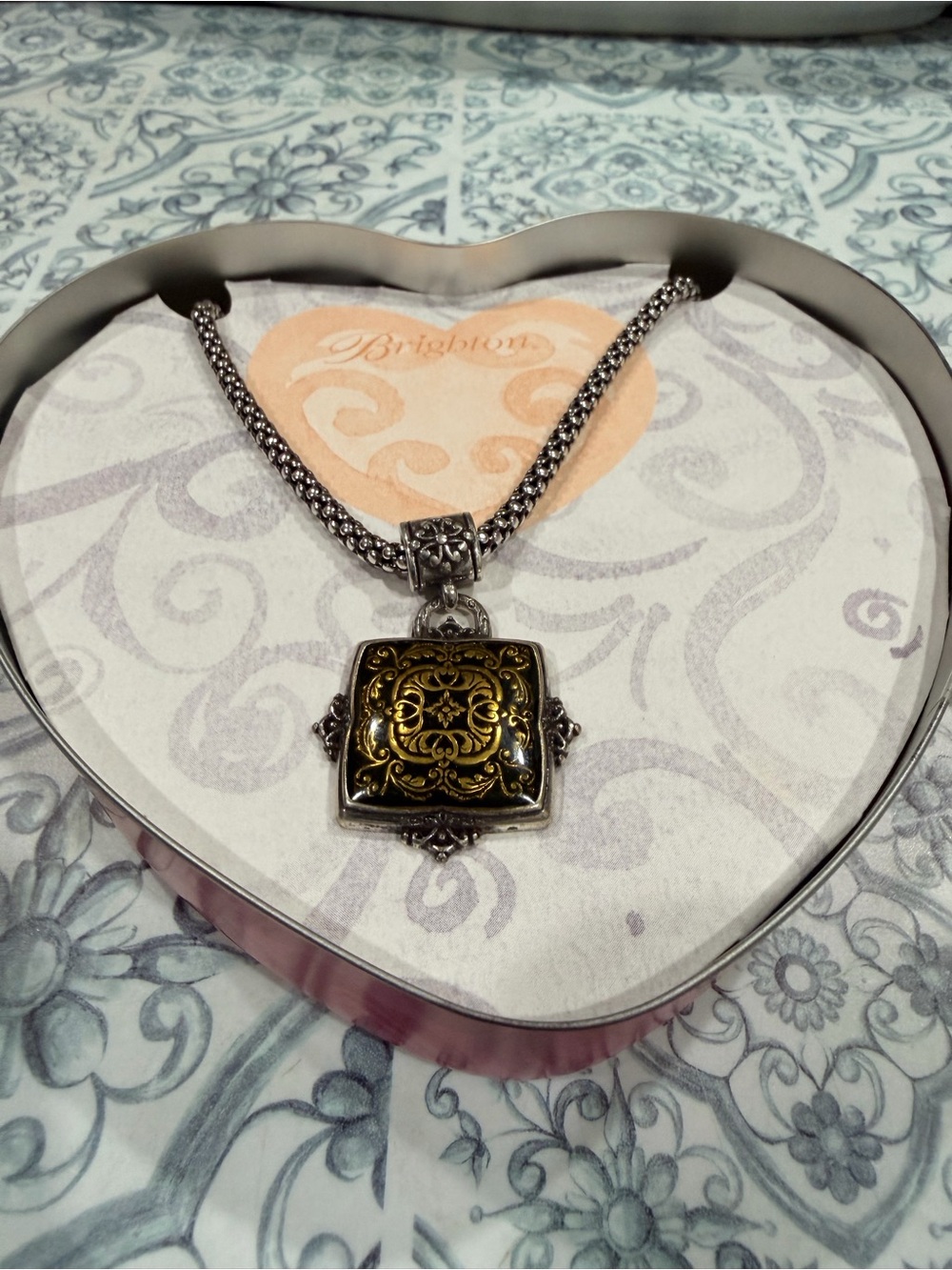 Vintage Brighton Ferrara Two-Tone Pendant Necklace.. #9323.